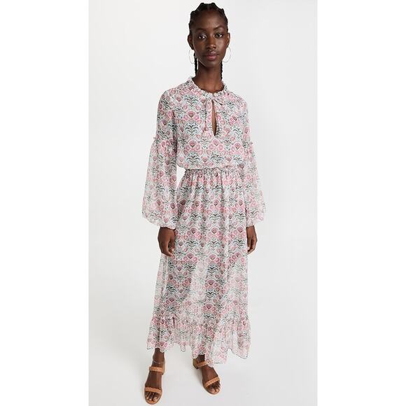 MISA Los Angeles Amata Pink Peasant Bohemian Cottage Dress NWT S $390 - Picture 5 of 7